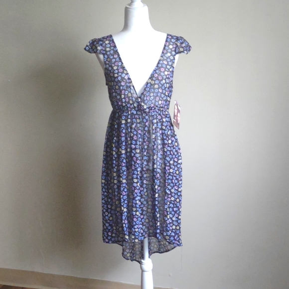 🆕 D-Signed by Disney sheer dress/cover up. Blue/black floral. Size 14-16 - Picture 1 of 13